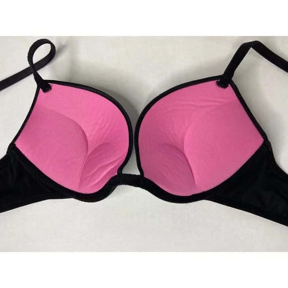Victoria's Secret PINK Wear Everywhere Super Push Up Bra Black 34A Underwire - Picture 14 of 16